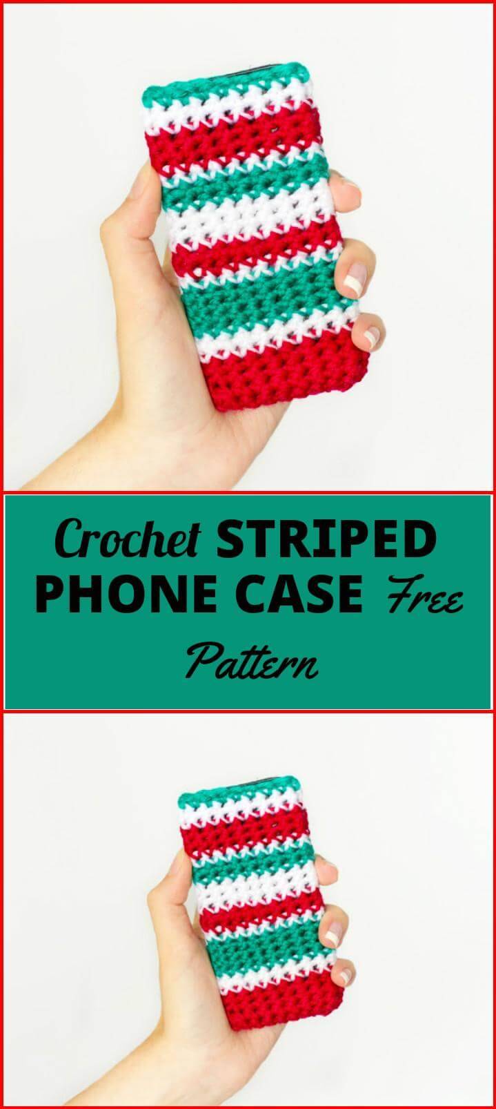 free crochet striped phone case pattern